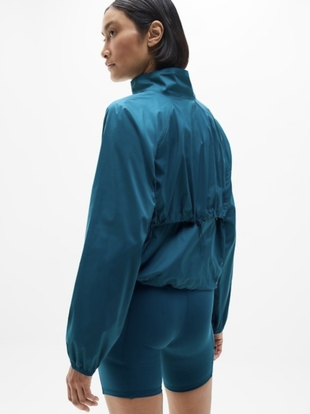 Athleta Expedition Packable Popover Jacket Windbreaker Size Small Coastal Teal